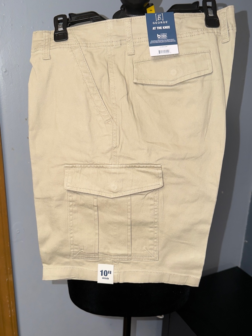 George Men's Khaki Cargo Shorts with Flap Pockets